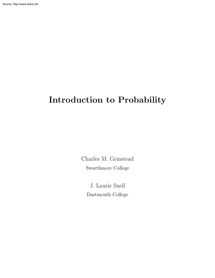 Grinstead-Snell - Introduction to Probability