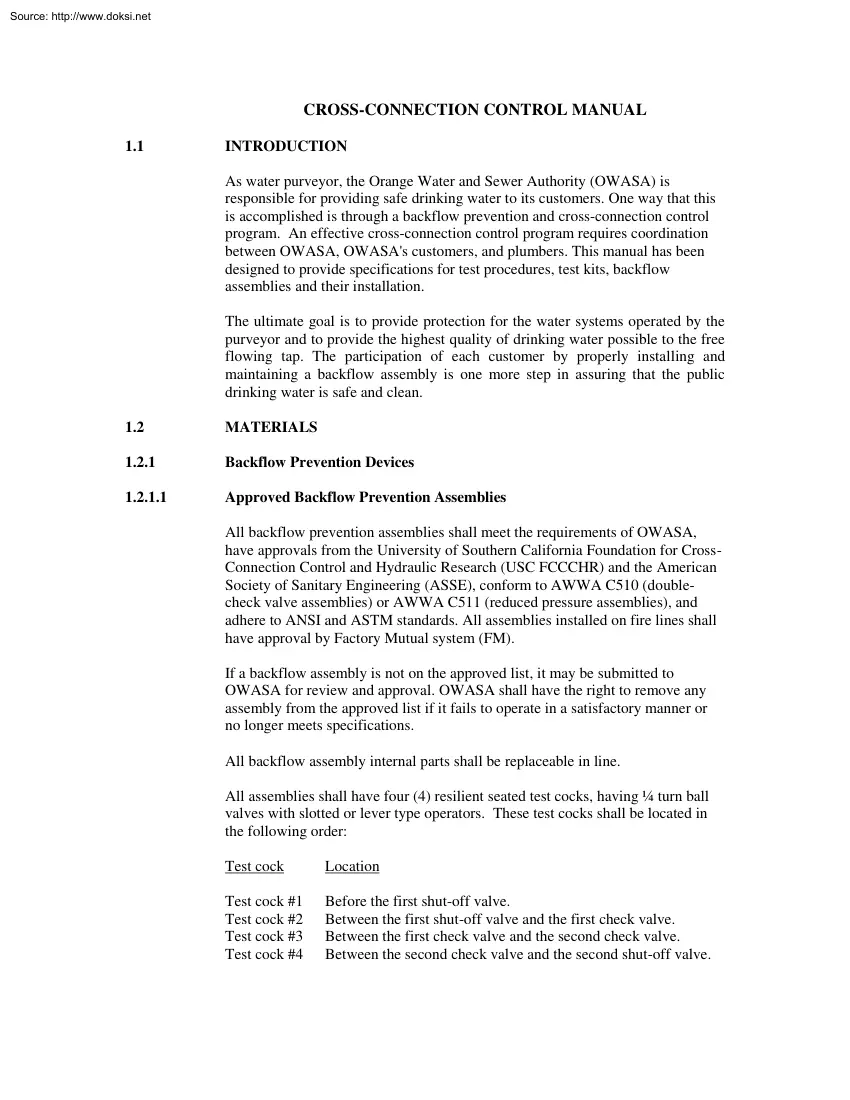 Cross Connection Control Manual