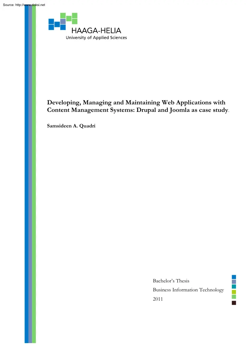 Samsideen A. Quadri - Developing, Managing and Maintaining Web Applications with Content Management