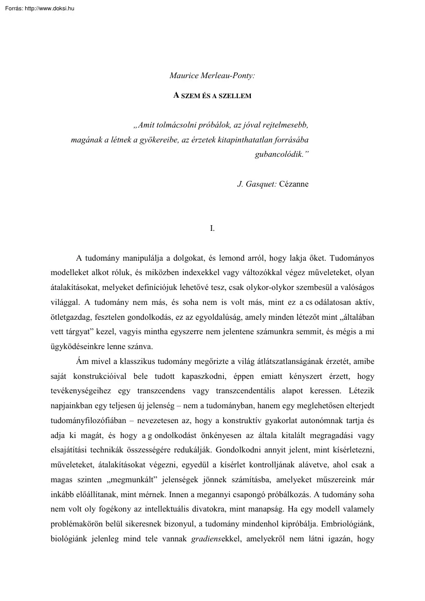 Maurice Merleau-Ponty - A szem és a szellem