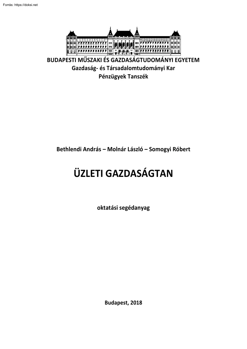Üzleti gazdaságtan oktatási segédanyag
