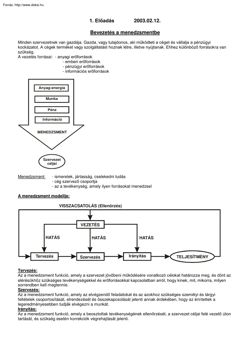 Menedzsment tételek, 2003