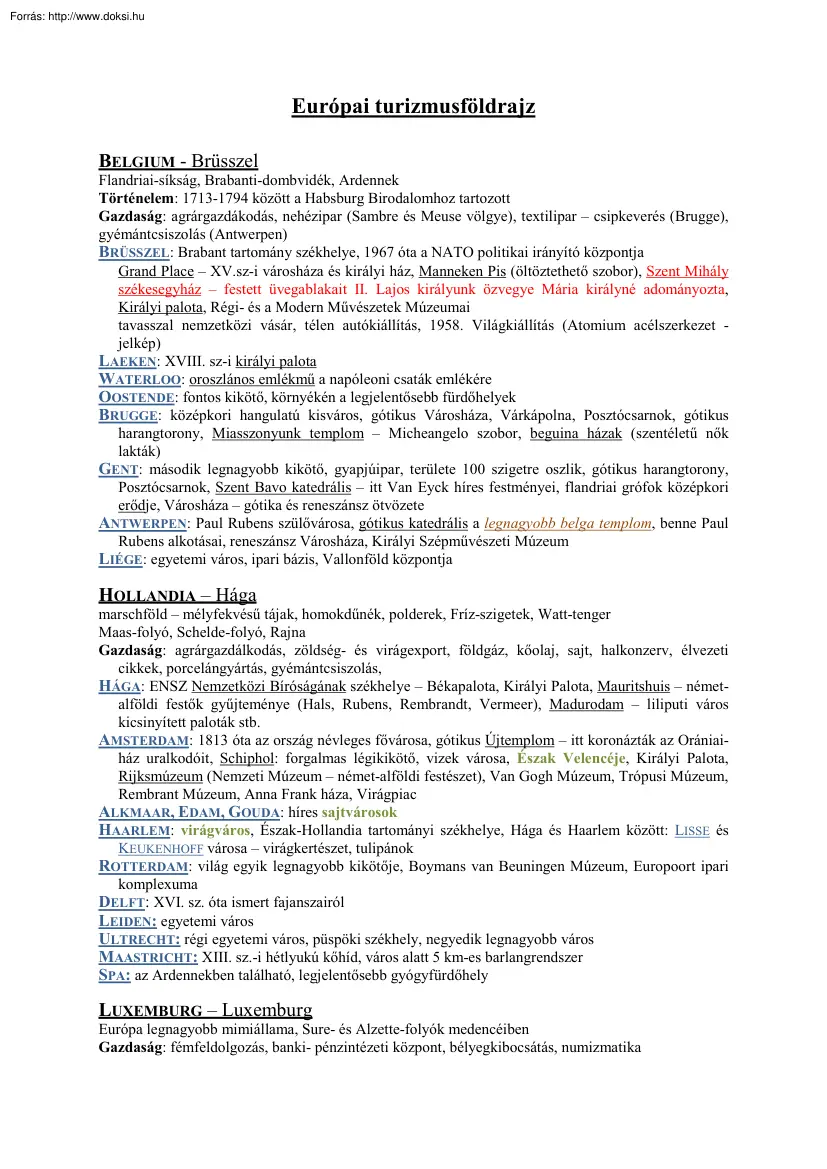 Európai turizmusföldrajz