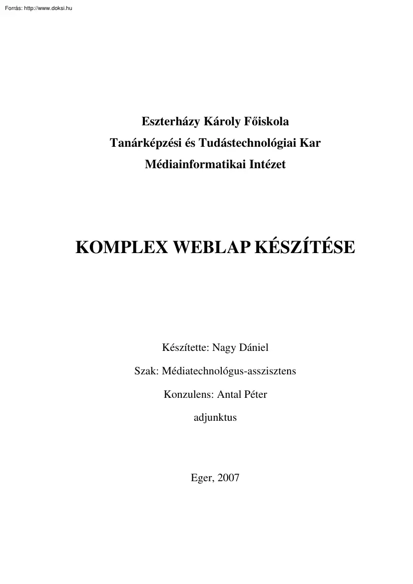 Nagy Dániel - Komplex weblap készítése