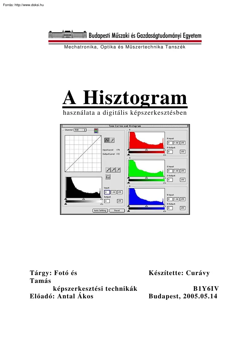 Curávy Tamás - A Hisztogram használata a digitális képszerkesztésben