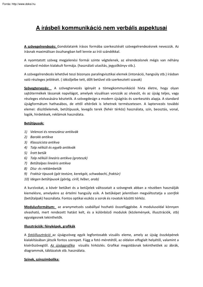 A írásbeli kommunikáció nem verbális aspektusai
