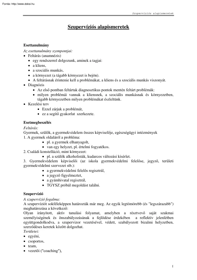 Szupervíziós alapismeretek