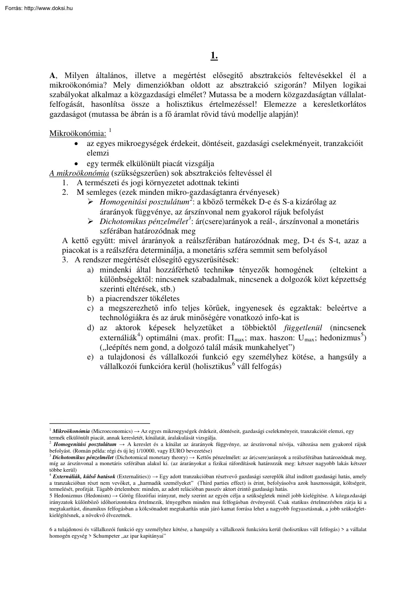 Közgazdaságtan kidolgozott tételsor