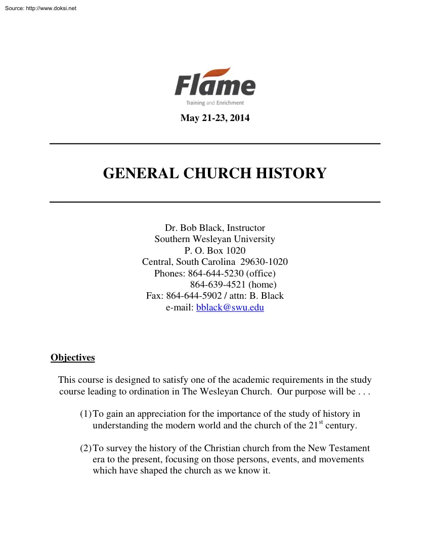 Dr. Bob Black - General Church History