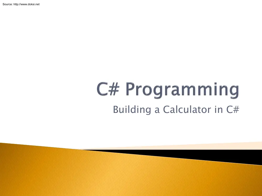 Building a Calculator in C#