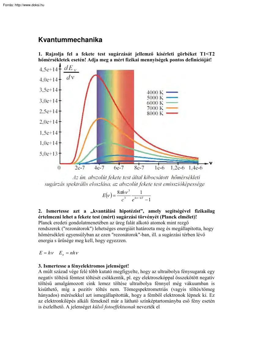 Kvantummechanika feladatok