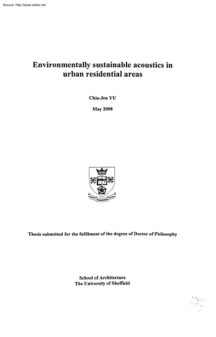 Chia-Jen YU - Environmentally sustainable acoustics in urban residential areas