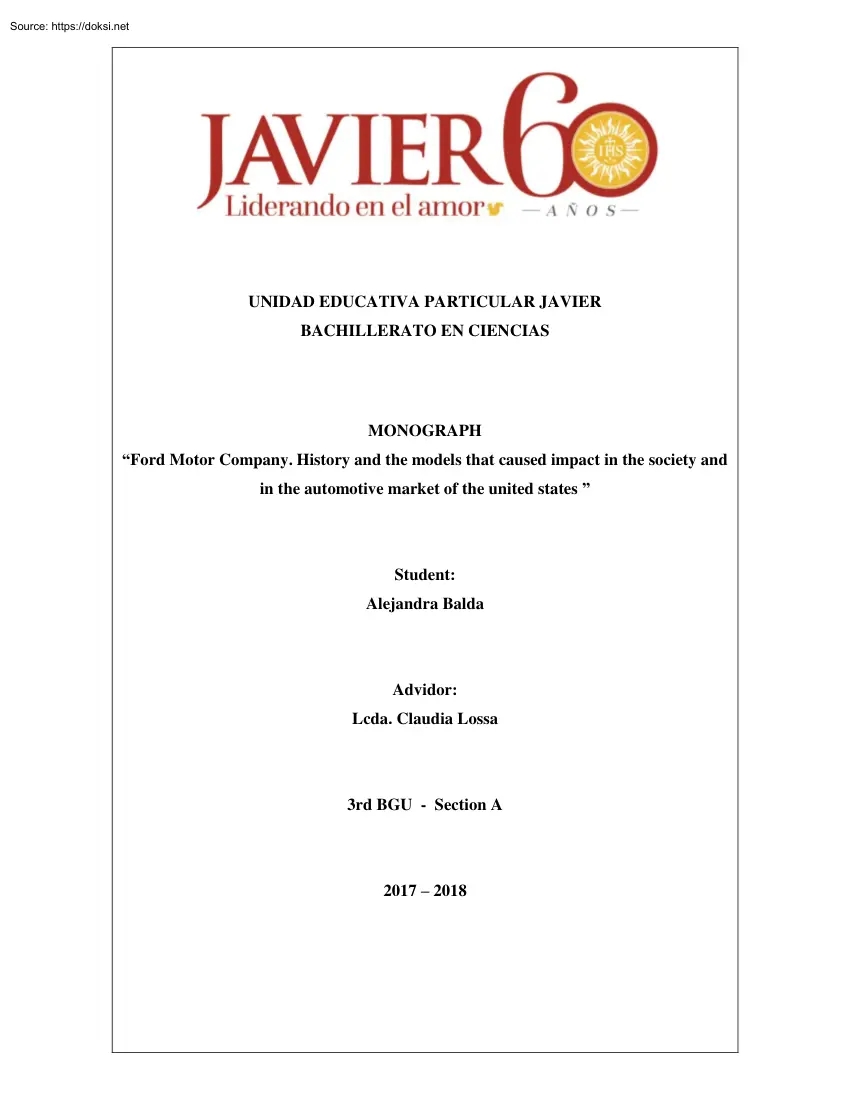 Alejandra Balda - Ford Motor Company, History and the Models that Caused Impact in the Society and