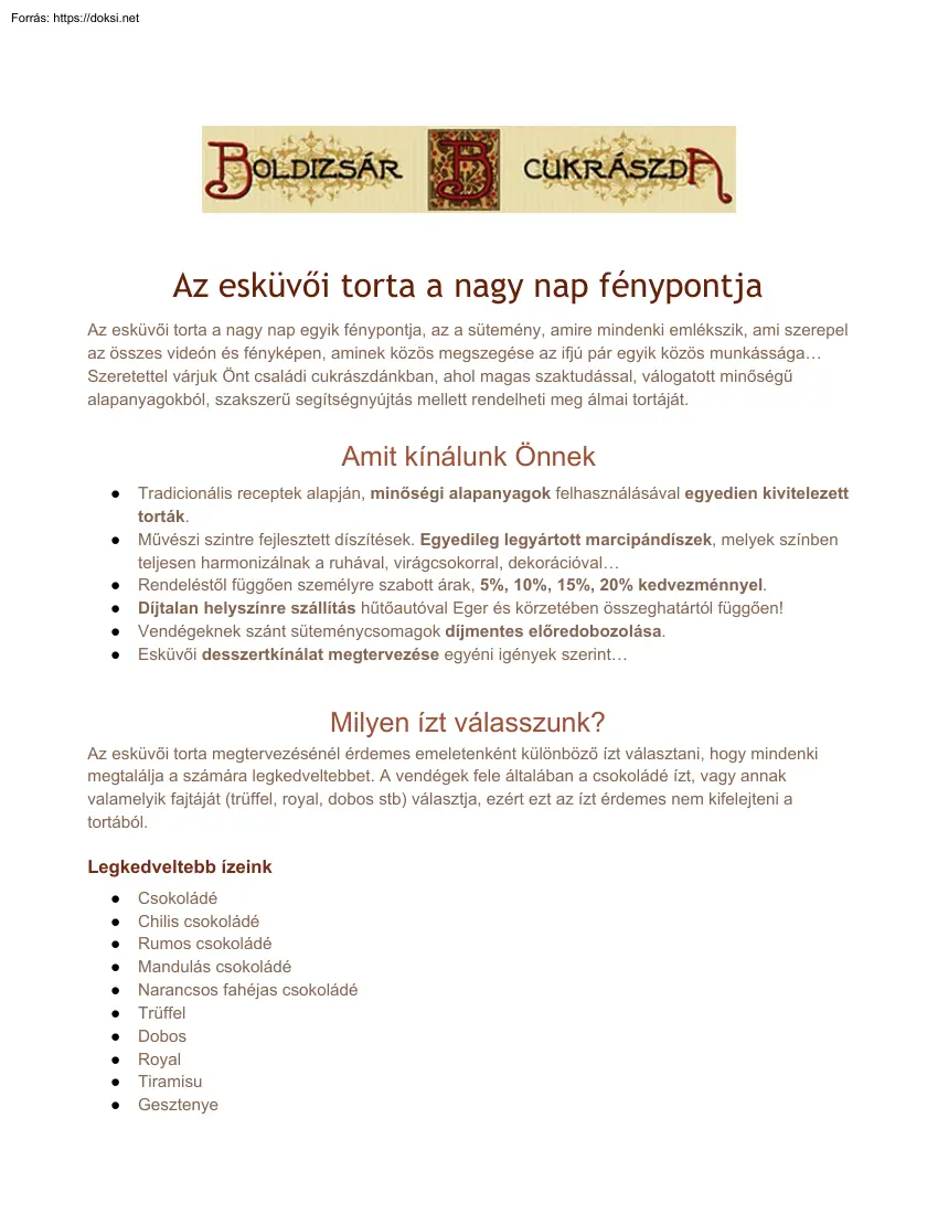 Az esküvői torta a nagy nap fénypontja