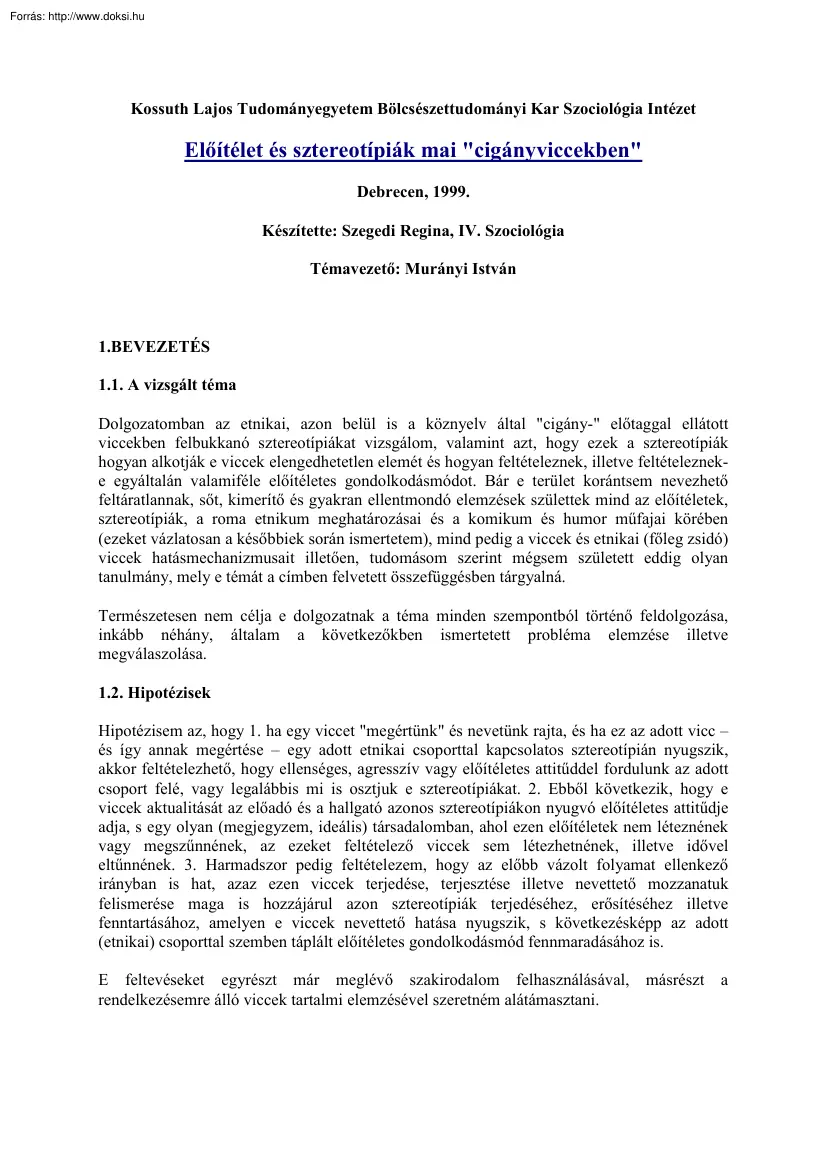 Murányi István - Előítélet és sztereotípiák a mai cigányviccekben