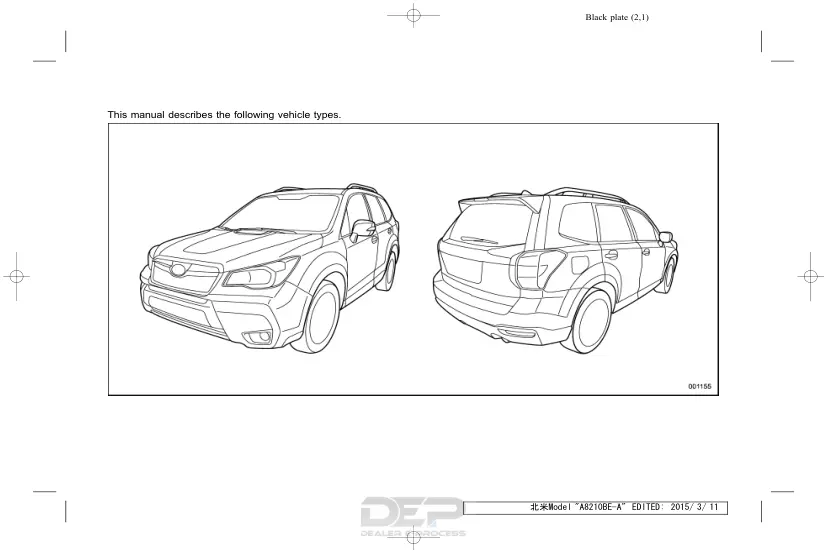 Subaru Forester, 2016 owners manual
