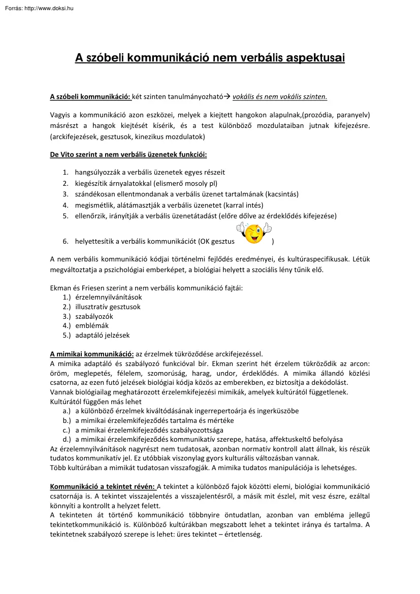 A szóbeli kommunikáció nem verbális aspektusai