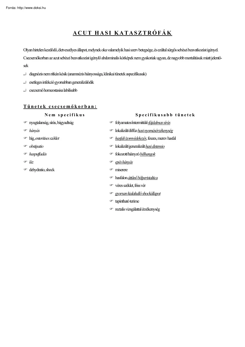 Acut hasi katasztrófák