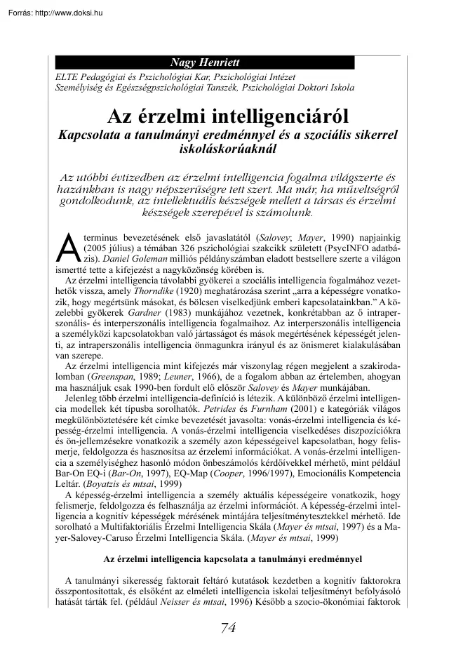 Nagy Henrietta - Az érzelmi intelligenciáról