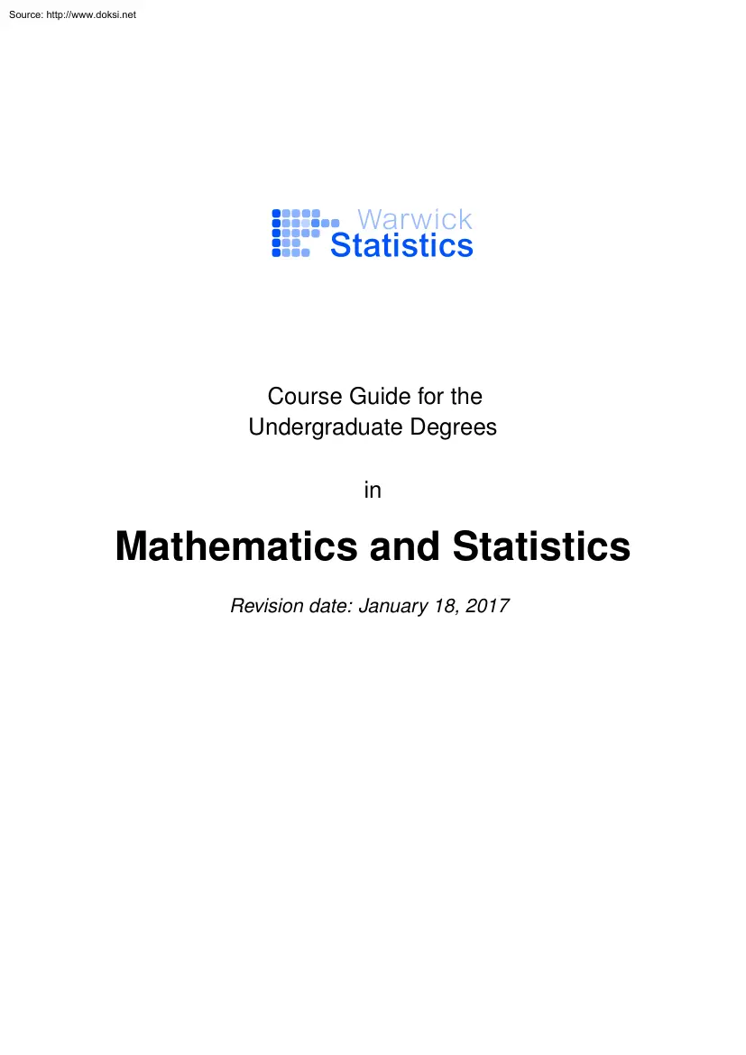 Course Guide for the Undergraduate Degrees in Mathematics and Statistics