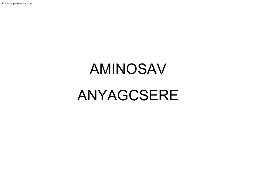 Aminosav anyagcsere