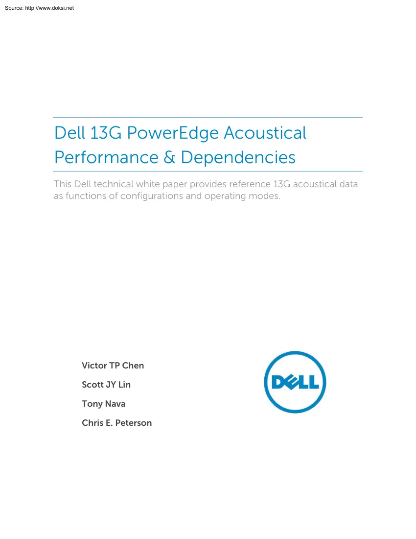 Dell 13G PowerEdge Acoustical Performance & Dependencies