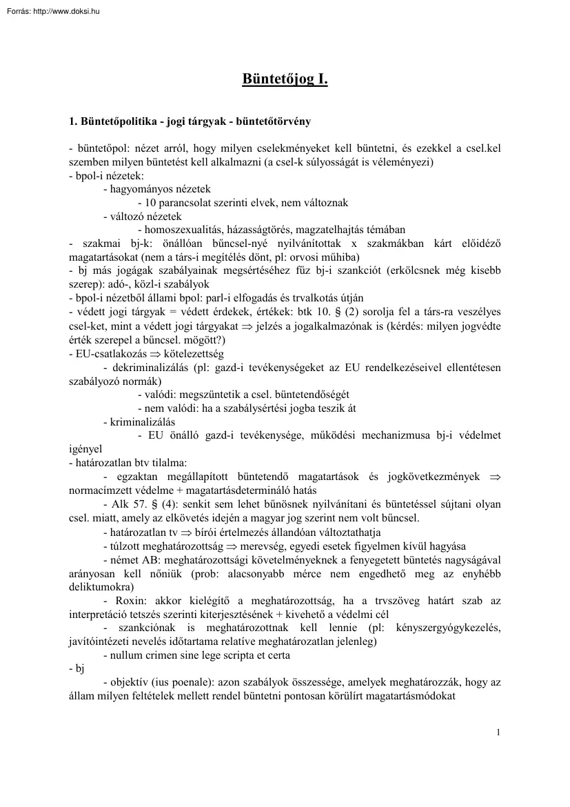 Büntetőjog I