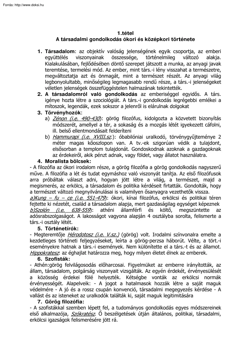 Szociológia szigorlati tételek
