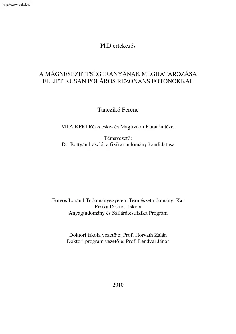 A mágnesezettség irányának meghatározása