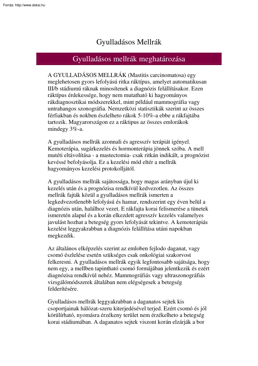 A gyulladásos mellrák