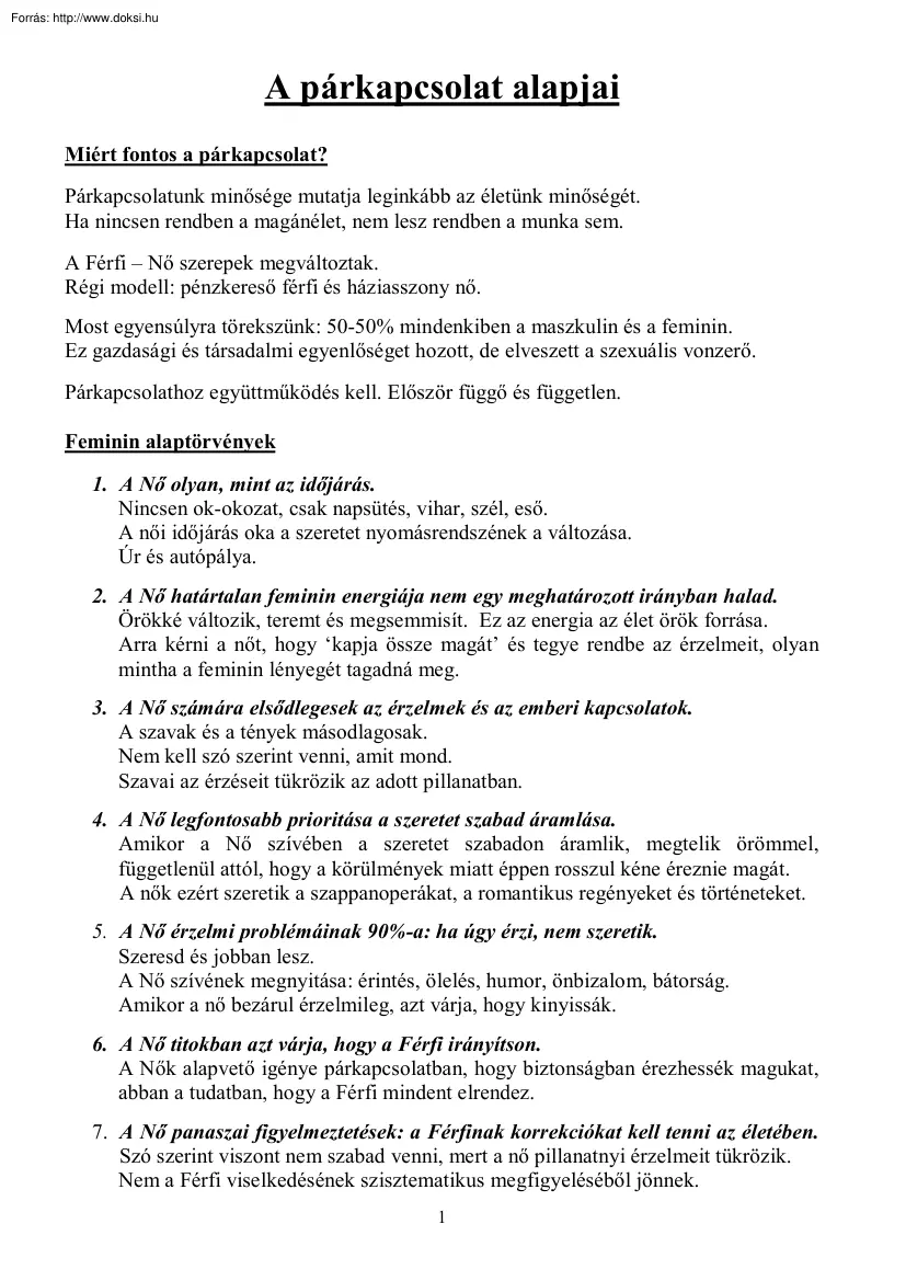 A párkapcsolat alapjai