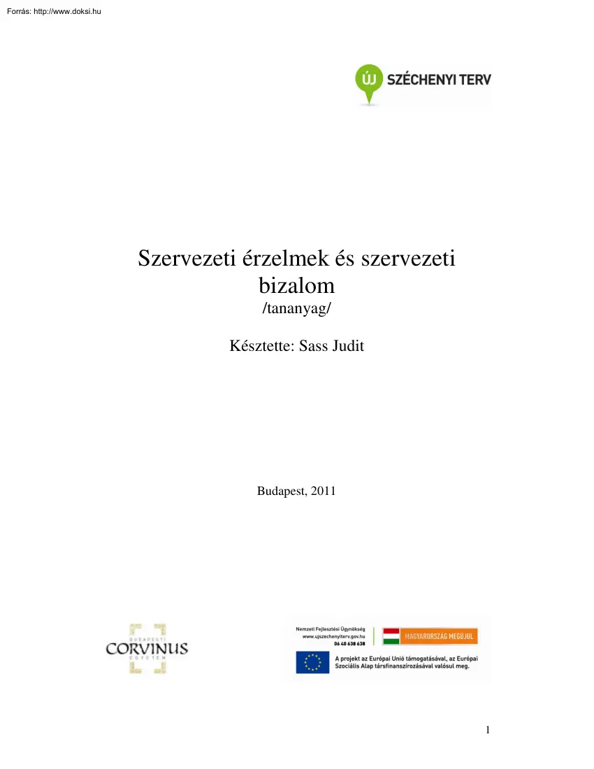 Sass Judit - Szervezeti érzelmek és szervezeti bizalom