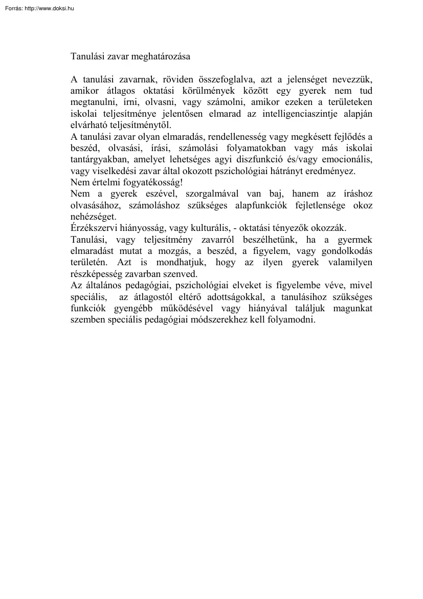 A tanulási zavar
