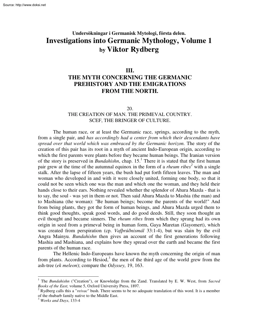 Viktor Rydberg - Investigations into Germanic Mythology