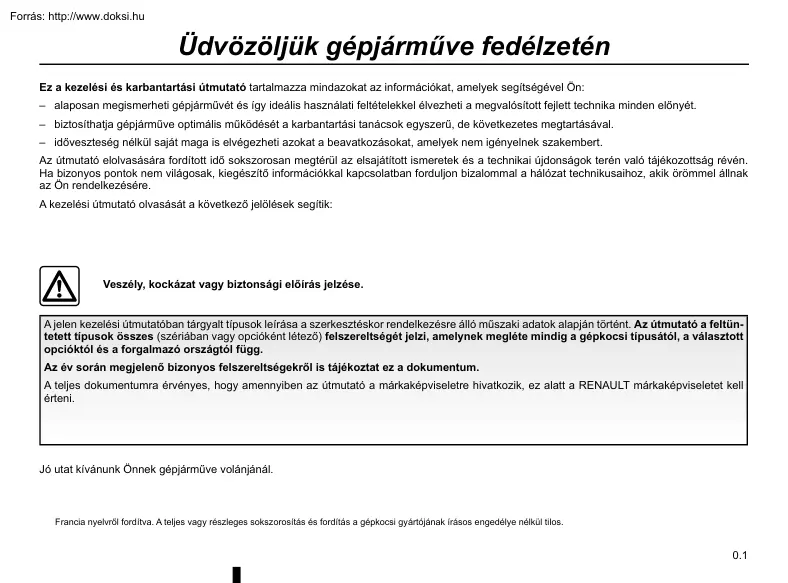 Renault Fluence kezelési és karbantartási útmutató