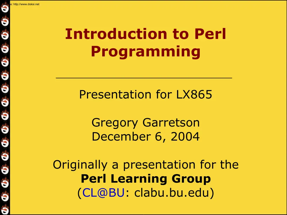 Gregory Garretson - Introduction to Perl Programming