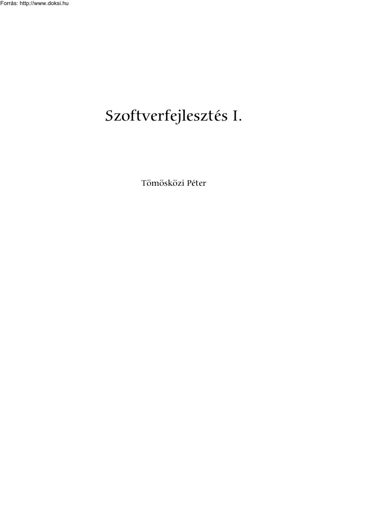 Tömösközi Péter - Szoftverfejlesztés I