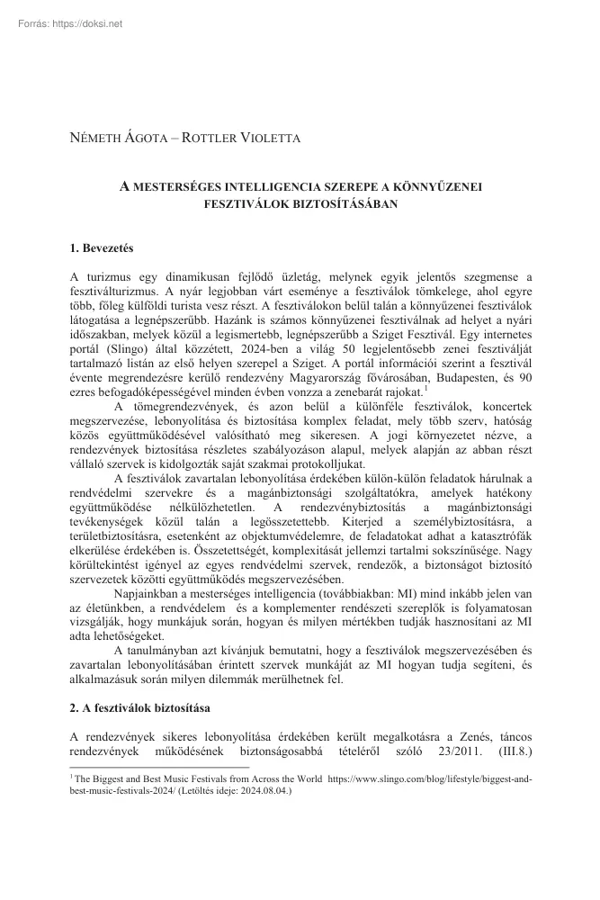 Németh-Rottler - A mesterséges intelligencia szerepe a könnyűzenei fesztiválok
