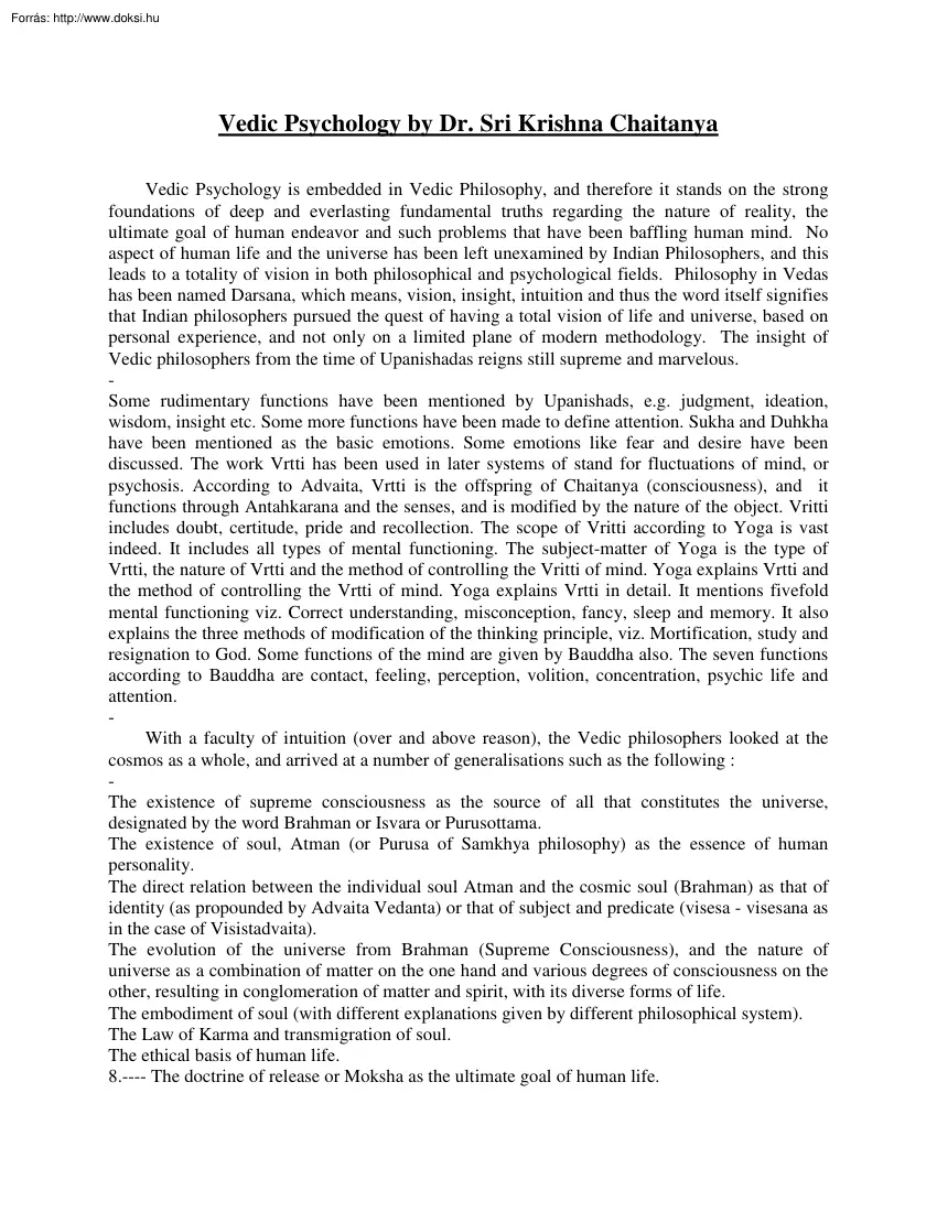 Dr. Sri Krishna Chaitanya - Vedic Psychology