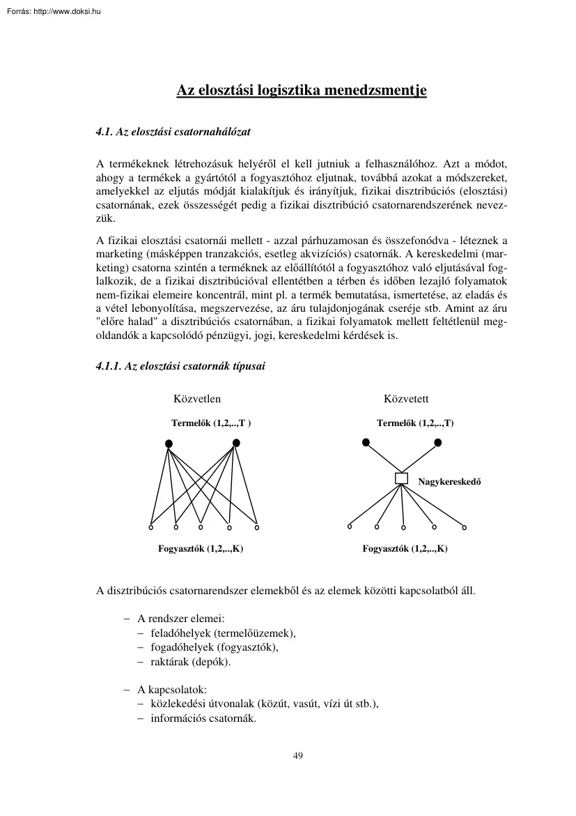 Az elosztási logisztika menedzsmentje