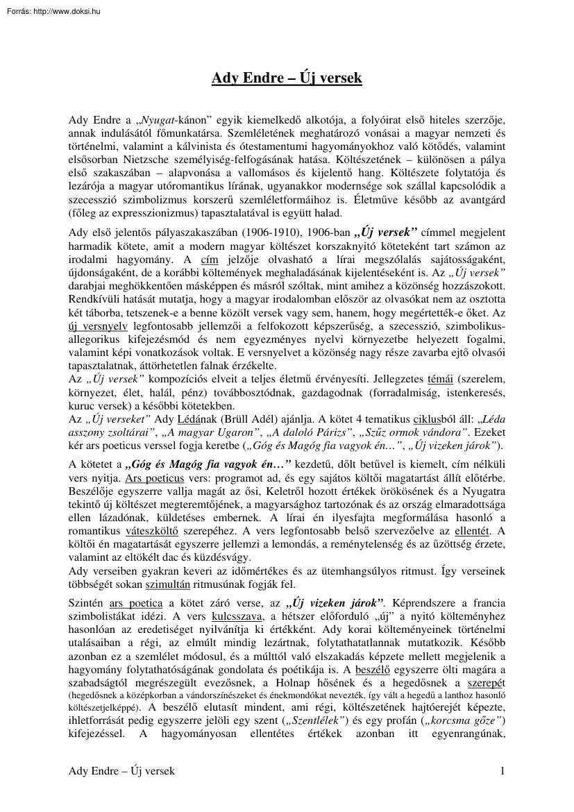 Ady Endre  - Új versek