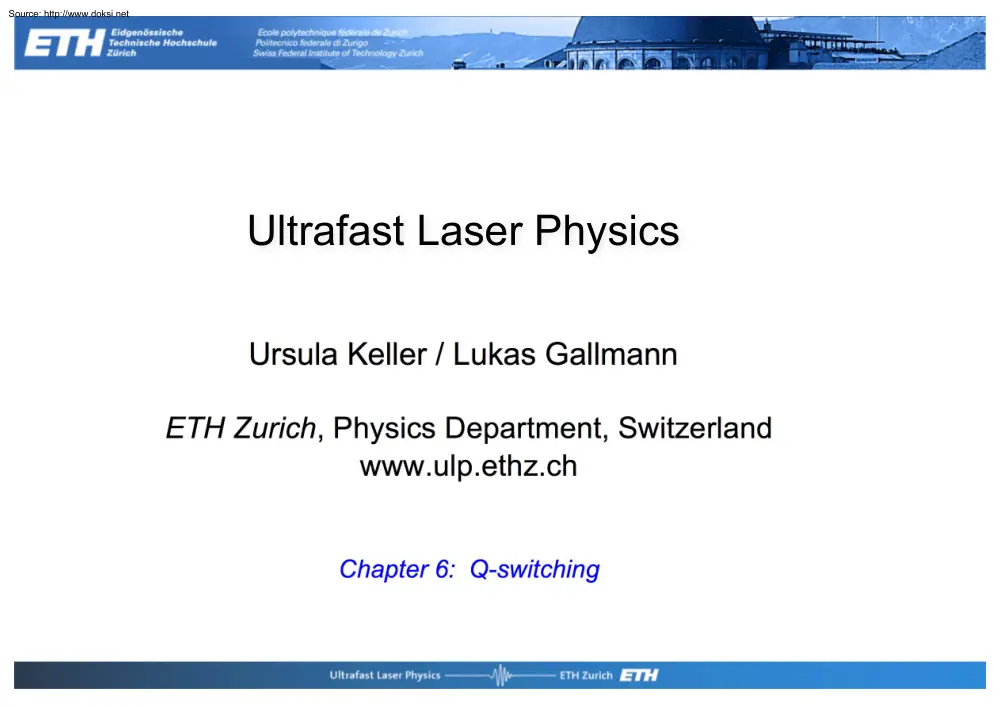 Keller-Gallmann - Ultrafast Laser Physics