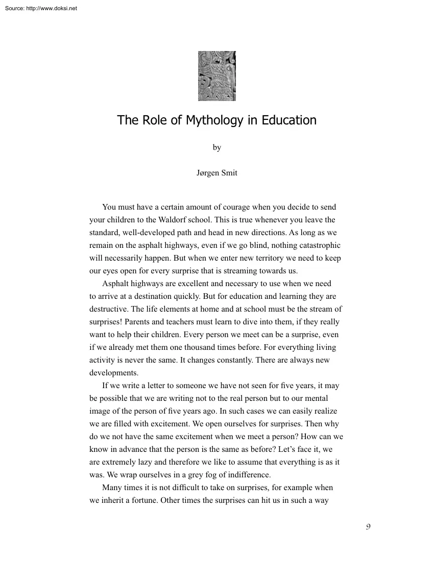 Jorgen Smit - The role of Mythology in Education