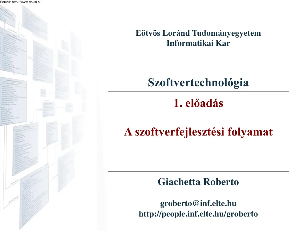 Giachetta Roberto - A szoftverfejlesztési folyamat