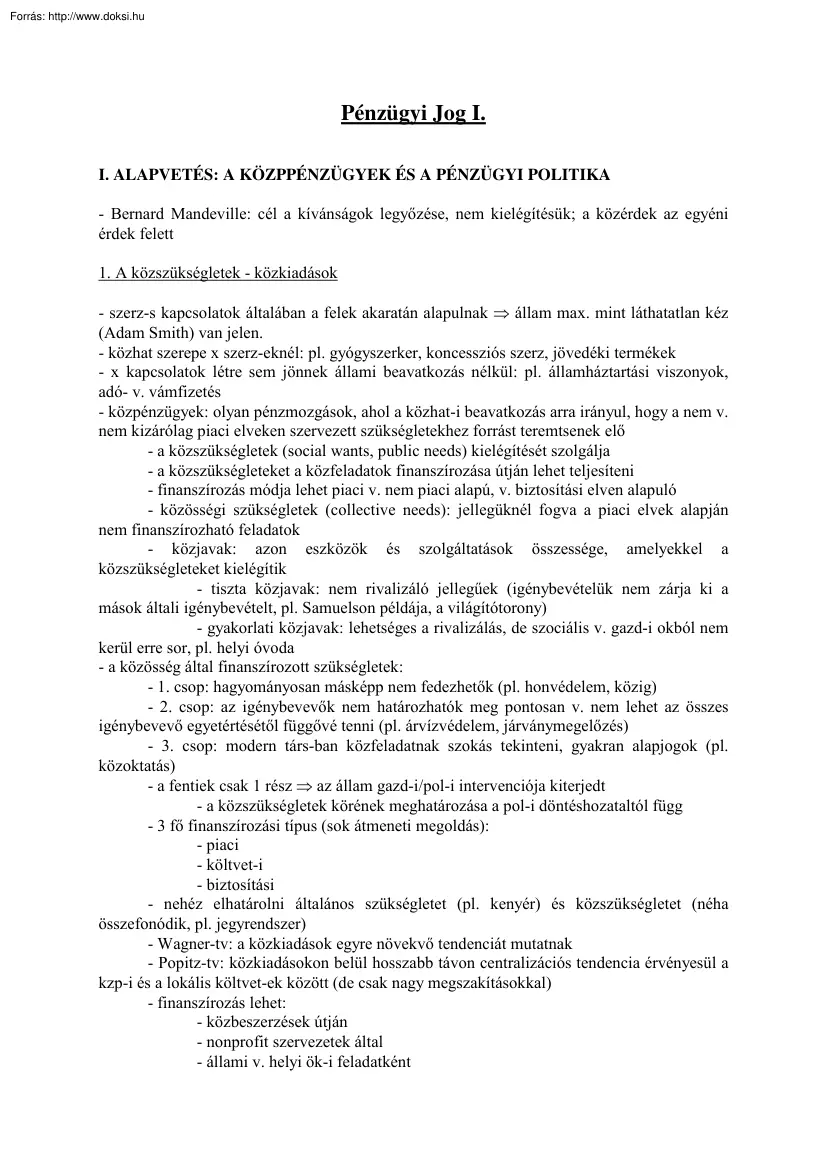 Pénzügyi Jog I