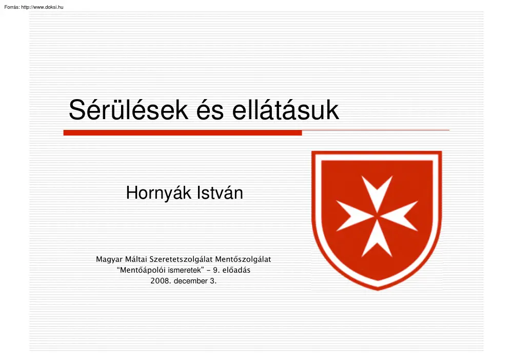 Hornyák István - Sérülések és ellátásuk