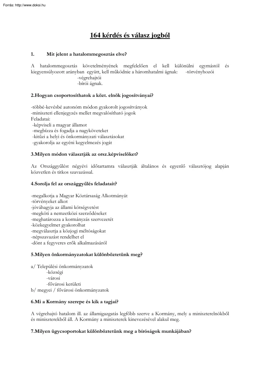 164 kérdés és válasz jogból