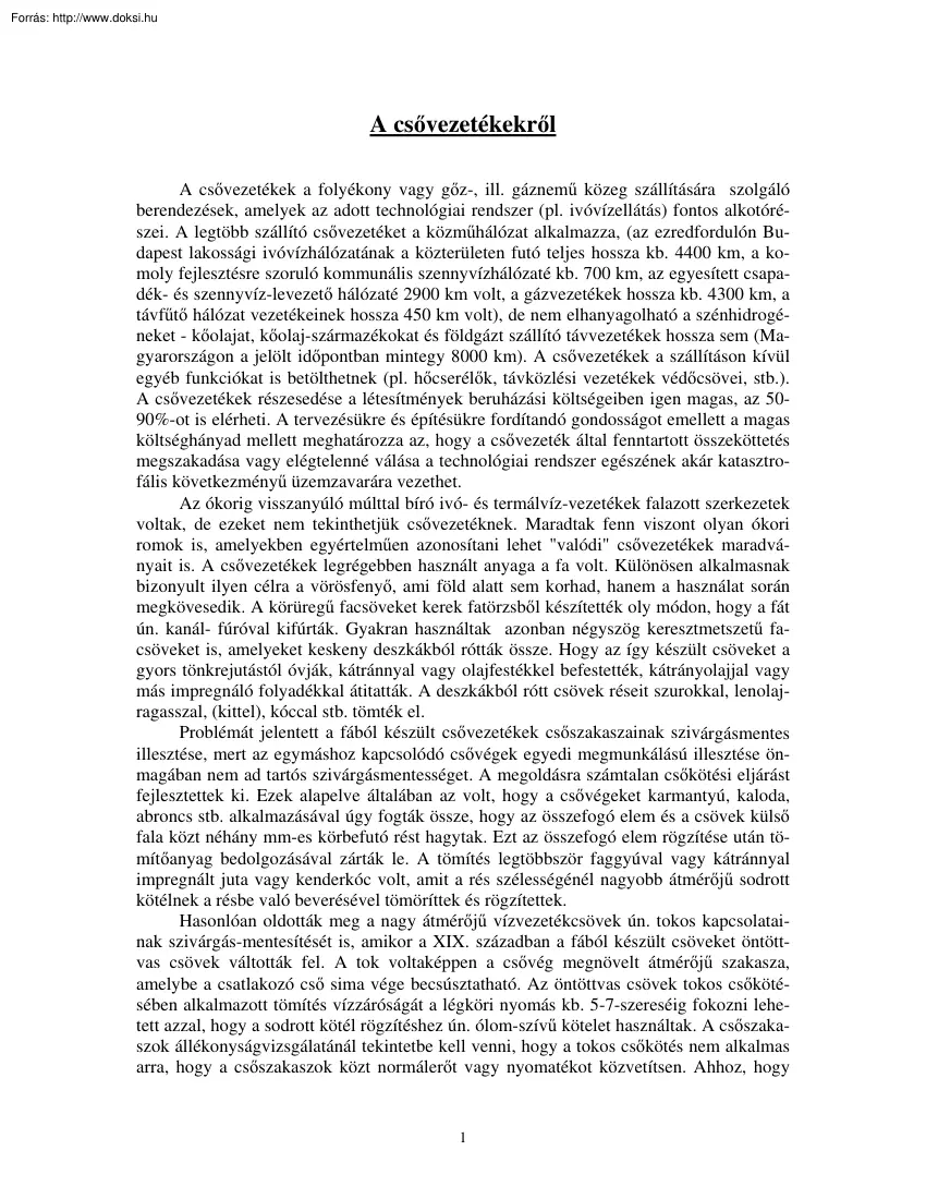 A csővezetékekről