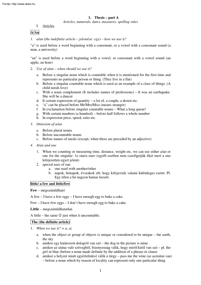 Thesis angol gyakorló olvasmányok