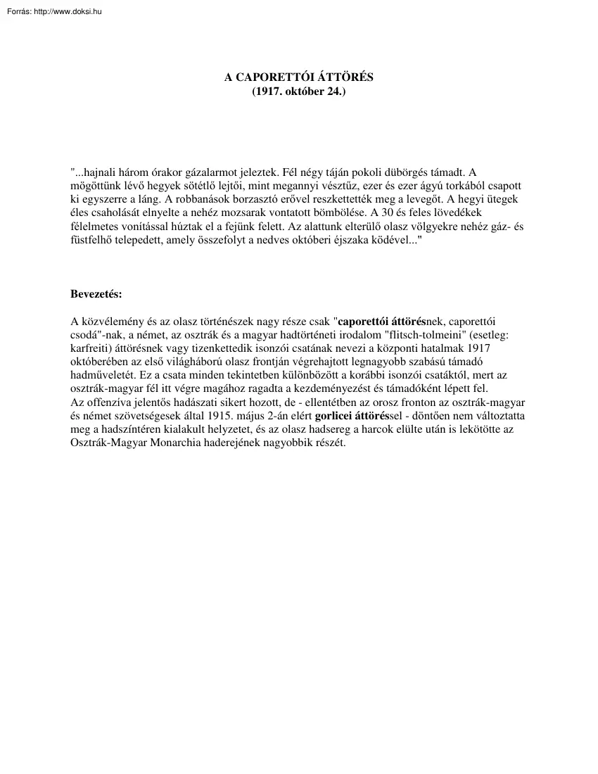 A caporettói áttörés